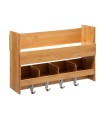 ESTANTE MURAL 4 GANCHOS 47X32 CM.BAMBU