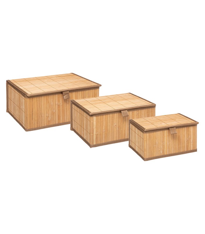 CESTAS BAMBU C/TAPA, JGO. 3 UNIDADES