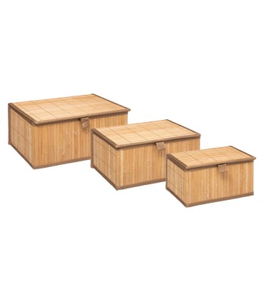 CESTAS BAMBU C/TAPA, JGO. 3 UNIDADES
