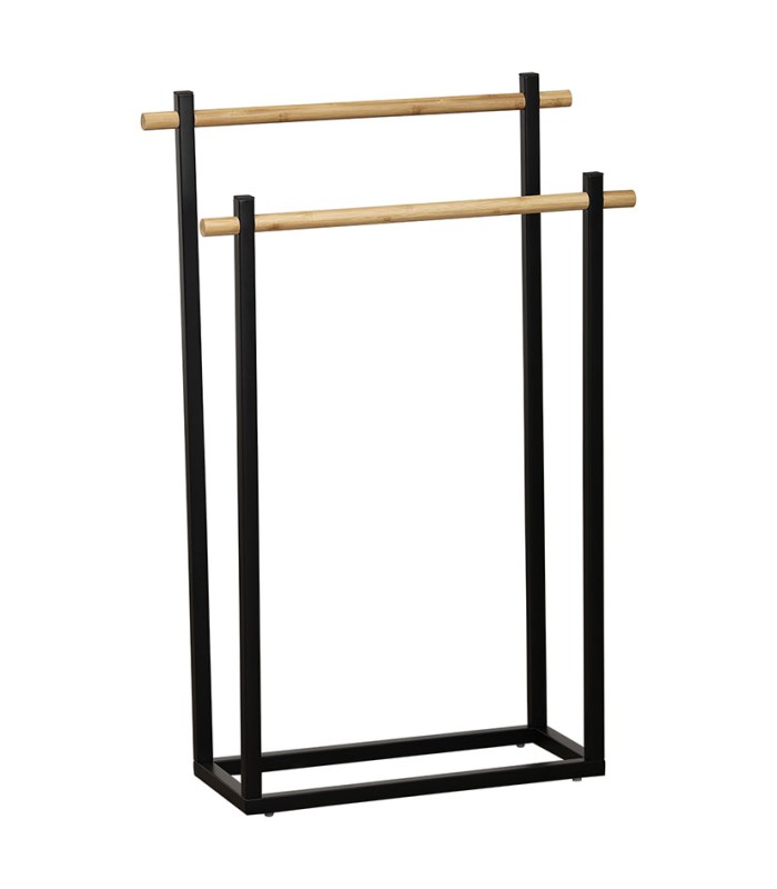 TOALLERO METAL.2 BARRAS BAMBU / NEGRO