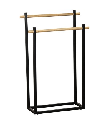 TOALLERO METAL.2 BARRAS BAMBU / NEGRO