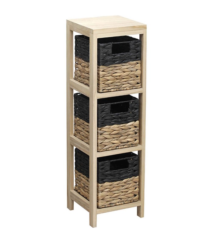 MUEBLE AUX.3 CESTAS NEGRO/NATURAL 22x22
