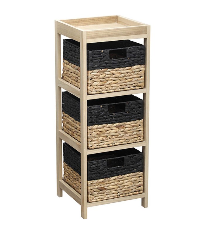 MUEBLE AUX.3 CESTAS NEGRO/NATURAL 30x30