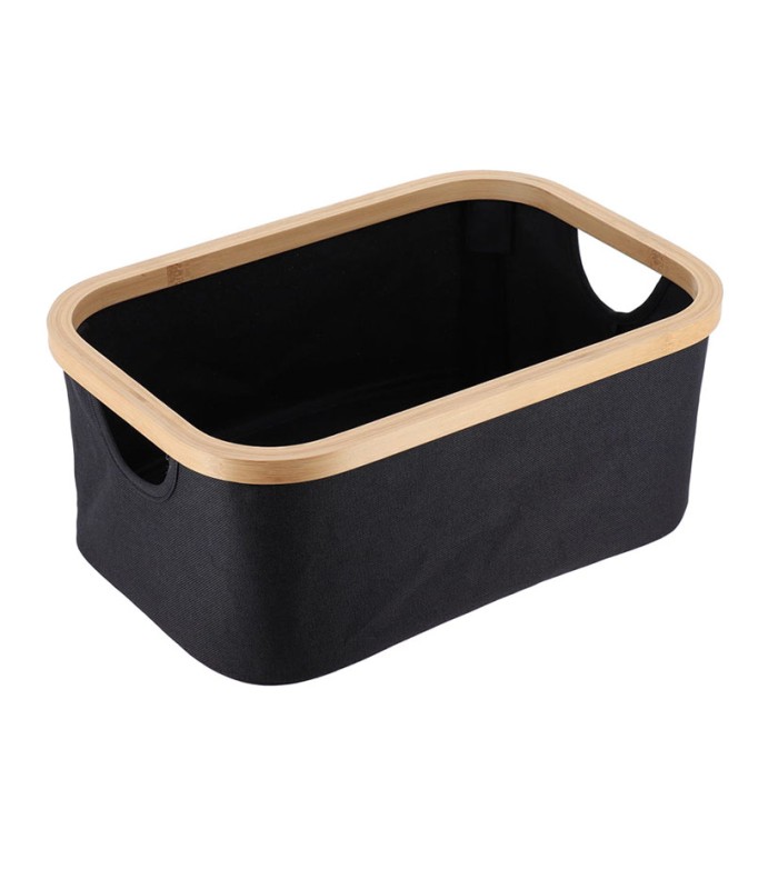 SERIE BAMBU/NEGRO. CESTA PLEG.38X26X16CM