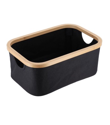 SERIE BAMBU/NEGRO. CESTA PLEG.38X26X16CM