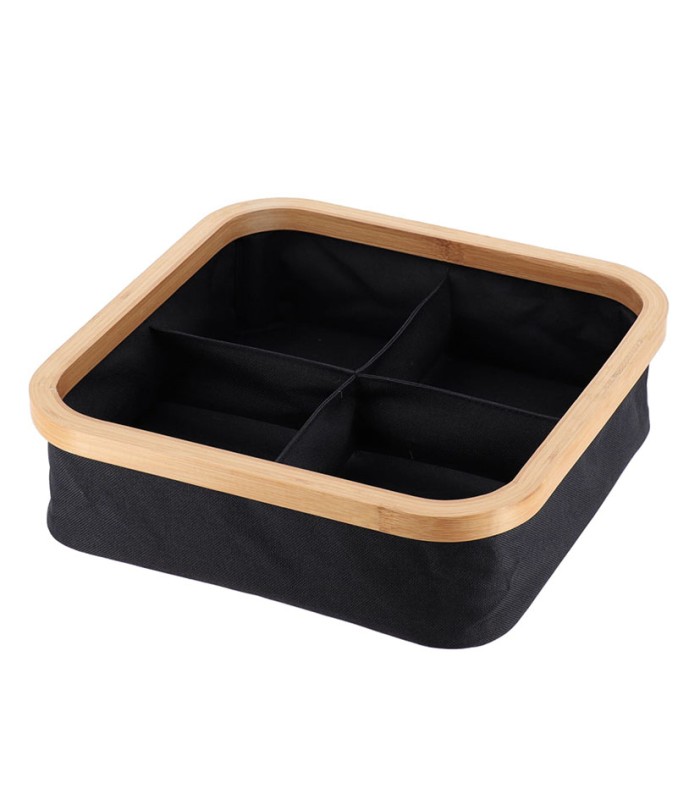 SERIE BAMBU/NEGRO. CESTA PLEG.30X30X9CM