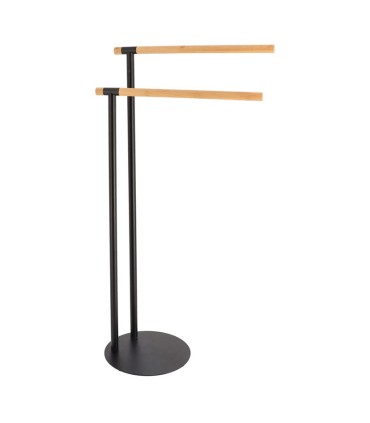 TOALLERO METAL.2 BARRAS NEGRO/BAMBU