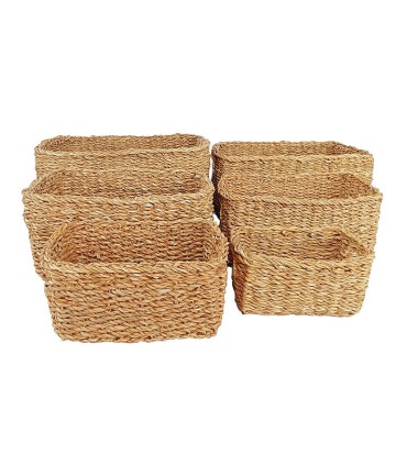 CESTA RECTANGULAR ANEA NATURAL 6 UNIDS.