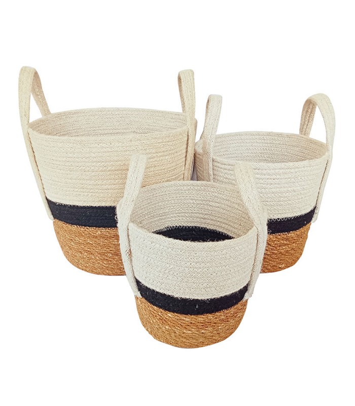 CESTA CONICA C/ASAS YUTE TRICOLOR, 3 UN