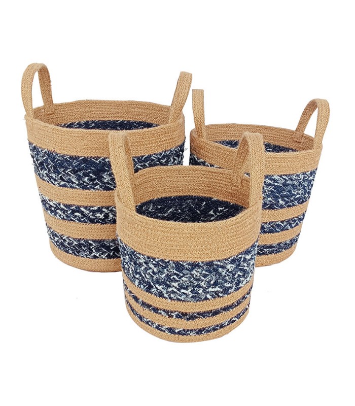 CESTA CILINDRICA YUTE / ALGODON 3 UN.
