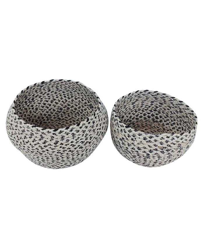 CESTA CONCAVA YUTE NATURAL/NEGRO. 2 UN.