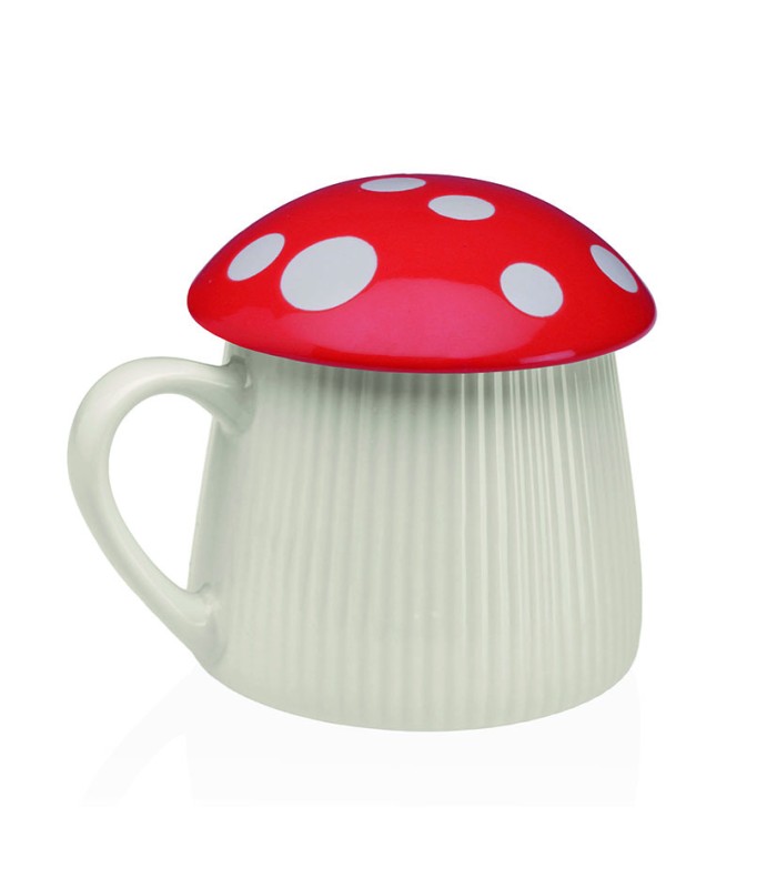 TAZA CON TAPA SETA ROJA