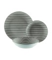 VAJILLA 18 PIEZAS RAYAS GRIS