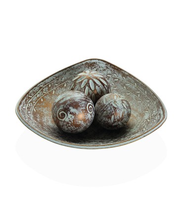 CENTRO MESA MARRON CON 3 BOLAS