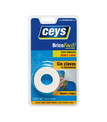 CINTA ADHESIVA 2 CARAS 2 MX15 MM.