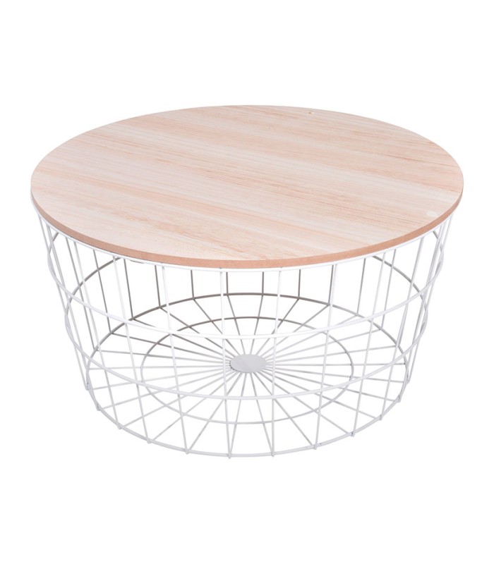 MESA MADERA/ACERO Ø 68X34,5 CM