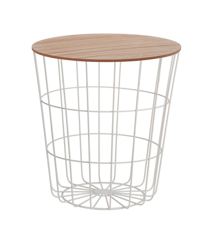 MESA MADERA/ACERO Ø 39X41 CM. BLANCO