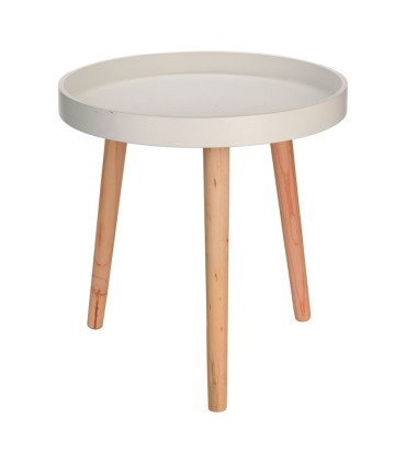 MESA MADERA Ø 39X40 CM. BCO/MADERA