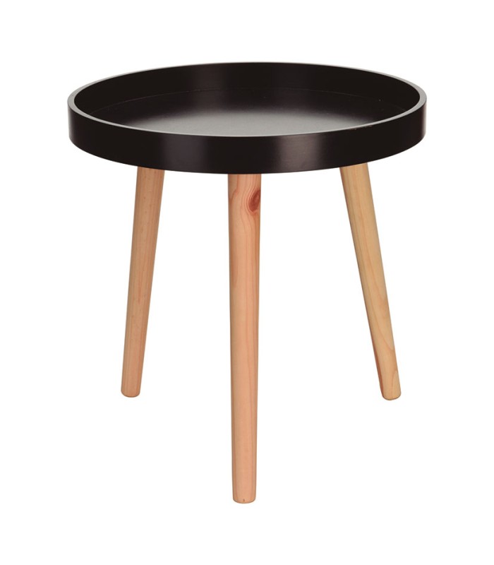 MESA MADERA Ø 39X40 CM. NEGRO/MADERA