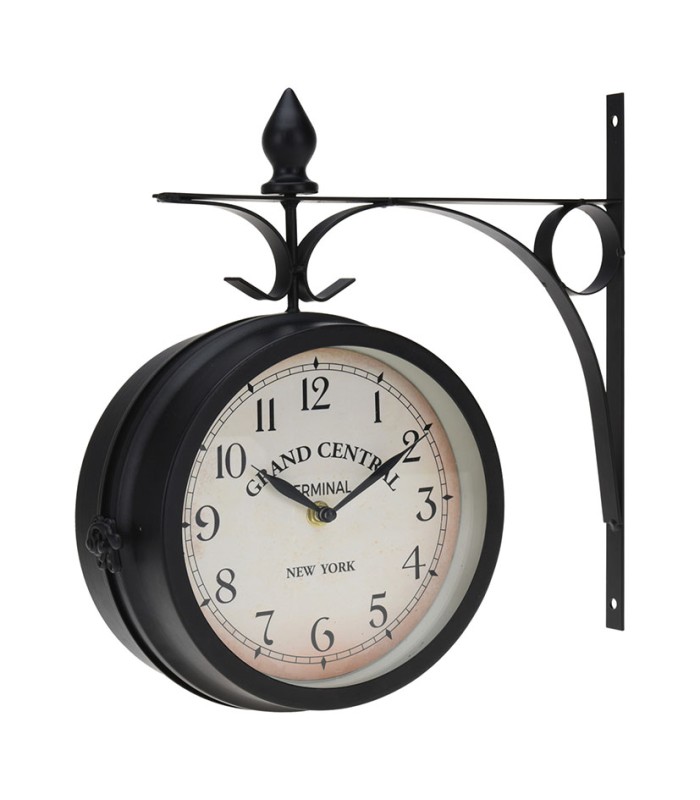 RELOJ ESTACION METAL 33CM. NEGRO