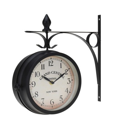 RELOJ ESTACION METAL 33CM. NEGRO