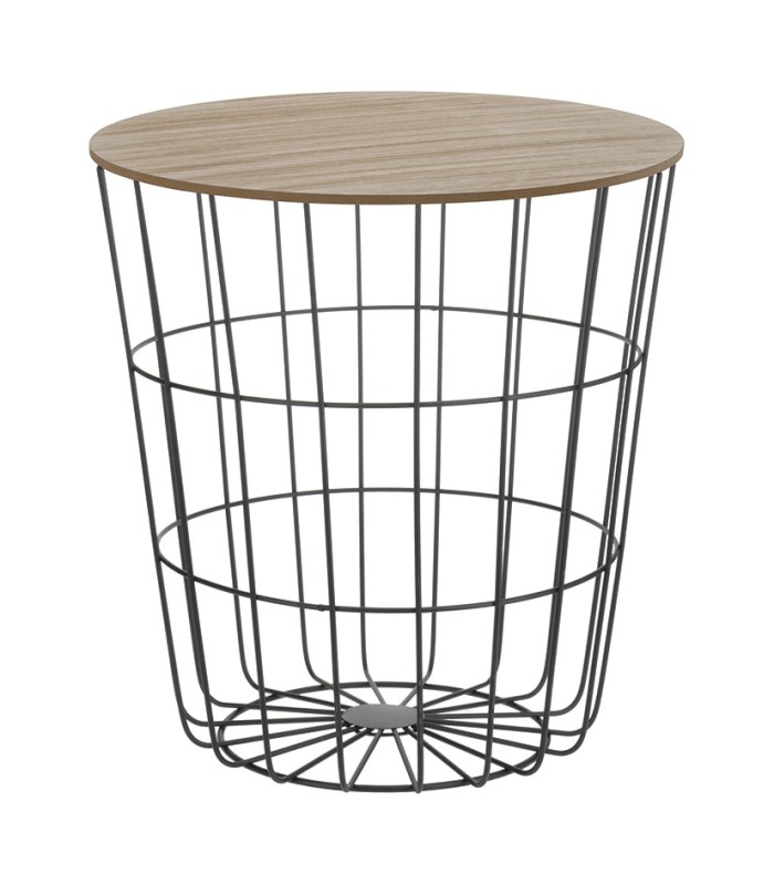 MESA MADERA/ACERO Ø 39XH41 CM