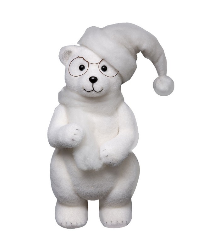 FIGURA OSO CON GAFAS Y GORRO 38 CM.