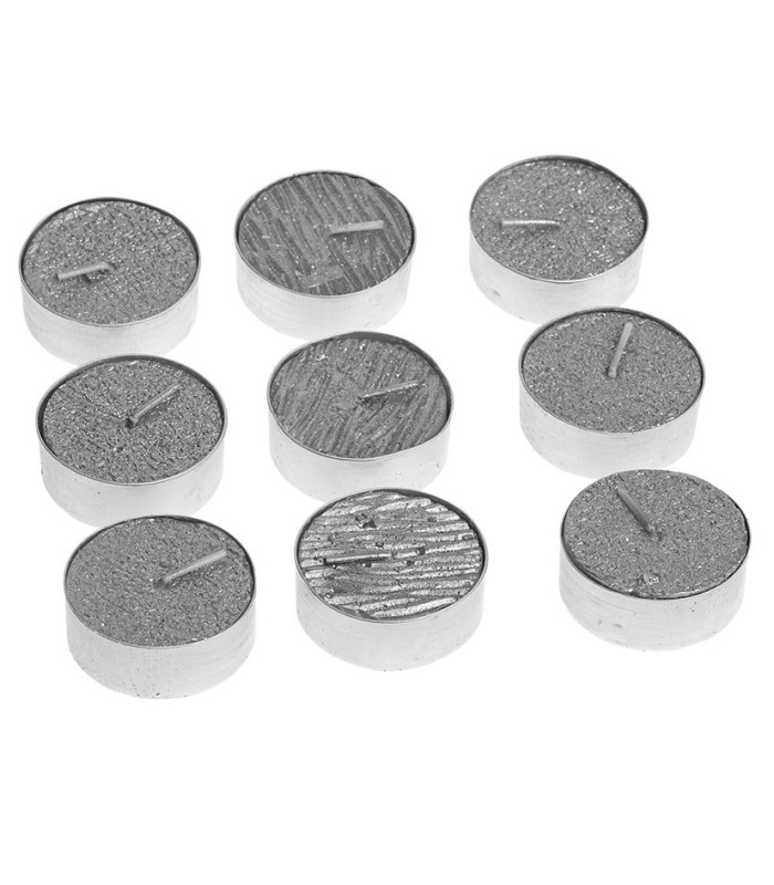 VELA TEALIGHT PLATEADA D.3,80 CM. X 9 UN
