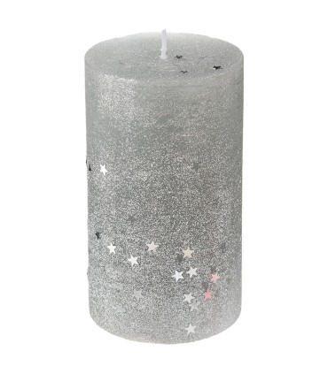 VELA CON ESTRELLAS 7x12 CM. PLATA