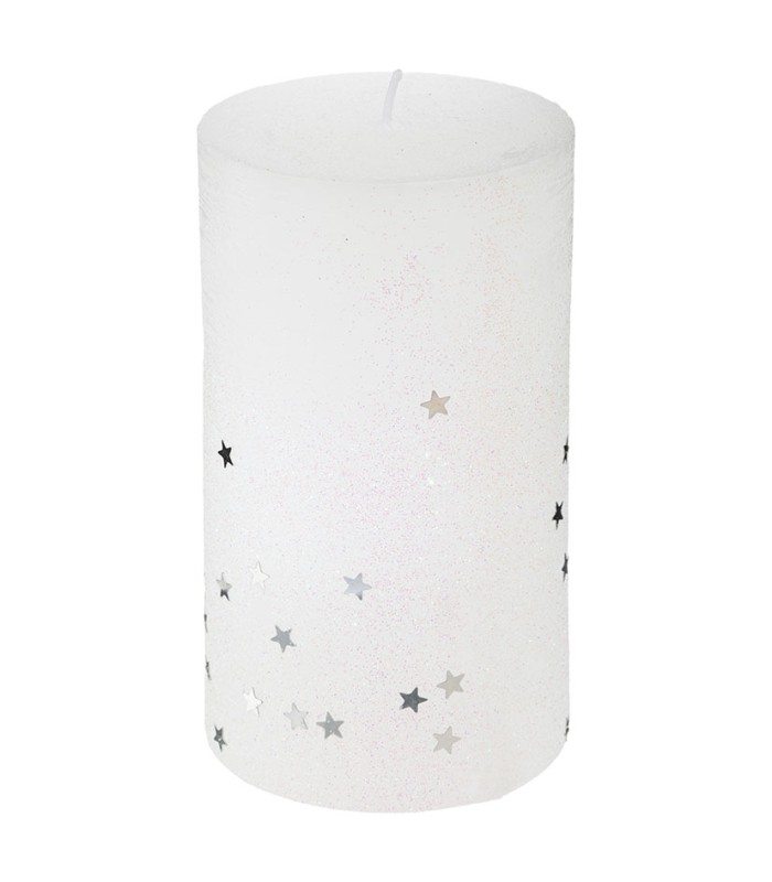 VELA CON ESTRELLAS 7x12 CM. BLANCA