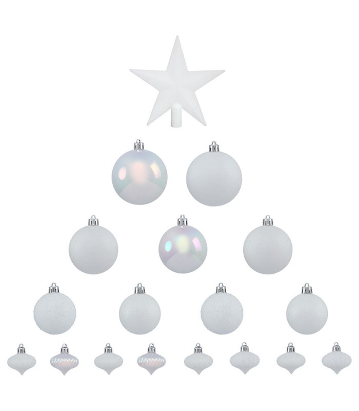 KIT DECORACION NAVIDAD 18 PZAS. BLANCO