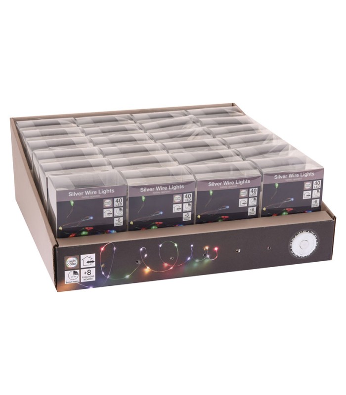 ILUMINACION 40 LUCES MULTICOLOR A PILAS