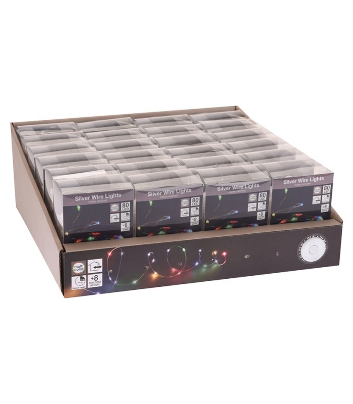 ILUMINACION 80 LUCES MULTICOLOR A PILAS