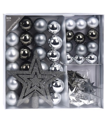 SET 45 ADORNOS ARBOL GRAFITO