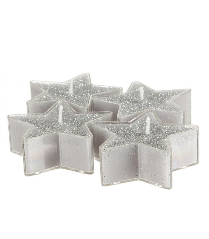 VELA DECORATIVA ESTRELLA 4 UN. PLATA
