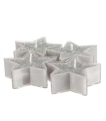 VELA DECORATIVA ESTRELLA 4 UN. PLATA