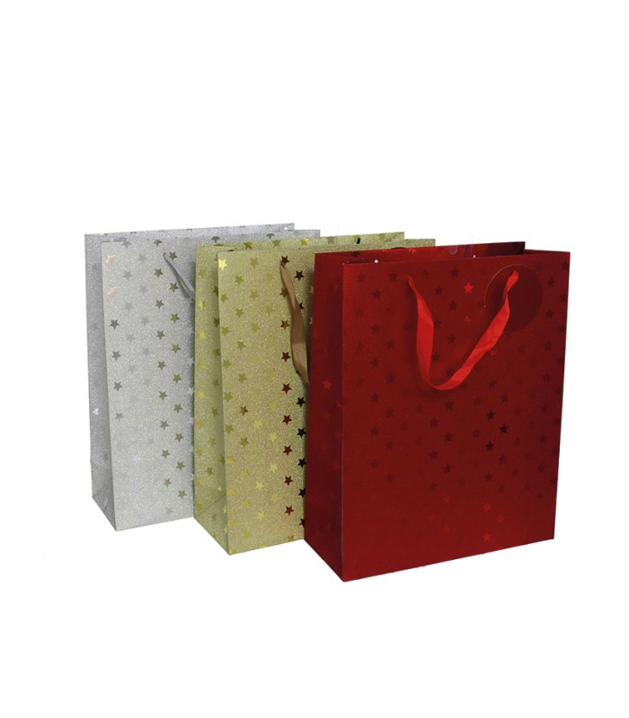 BOLSA REGALO 24X18X8CM. 3 COL. SURTIDOS