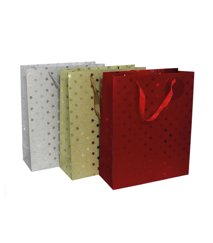 BOLSA REGALO 32X26X10CM. 3 COL. SURTIDOS