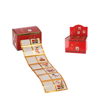SET 60 ETIQUETAS REGALO NAVIDAD SURTIDAS