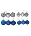 PACK 24 BOLAS 6 CM. AZUL/PLATA