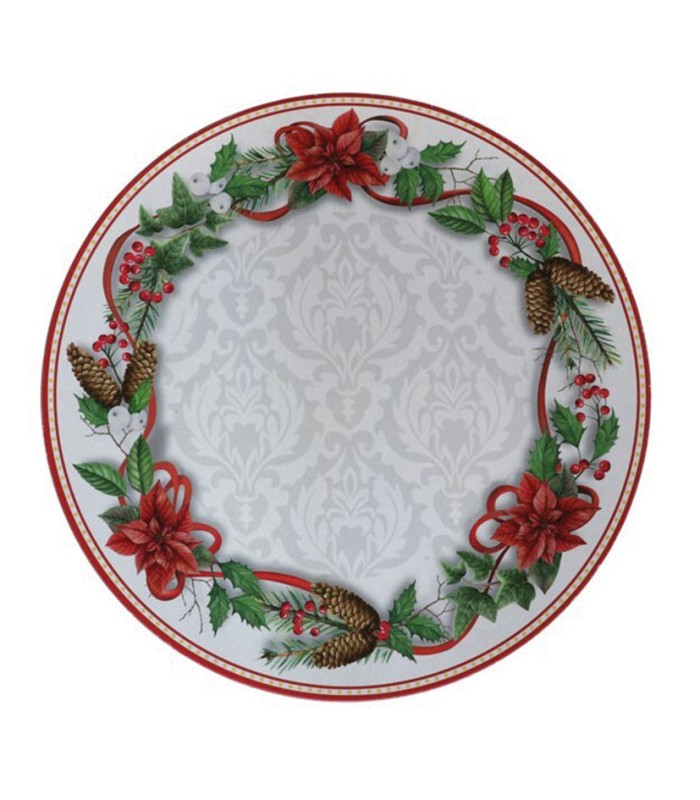 BAJO PLATO 33 CM. DECORADO MUERDAGO