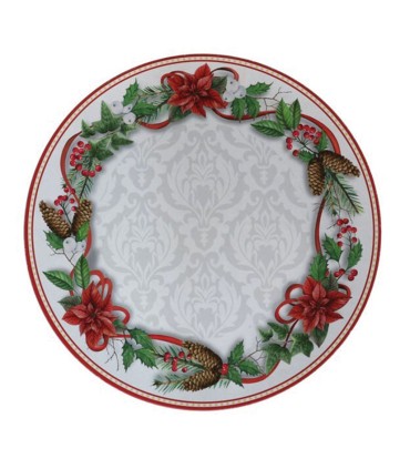 BAJO PLATO 33 CM. DECORADO MUERDAGO