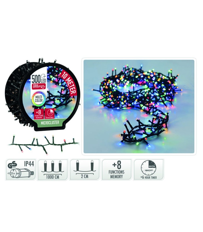 MICROCLUSTER 500 LED MULTICOLOR 10M.