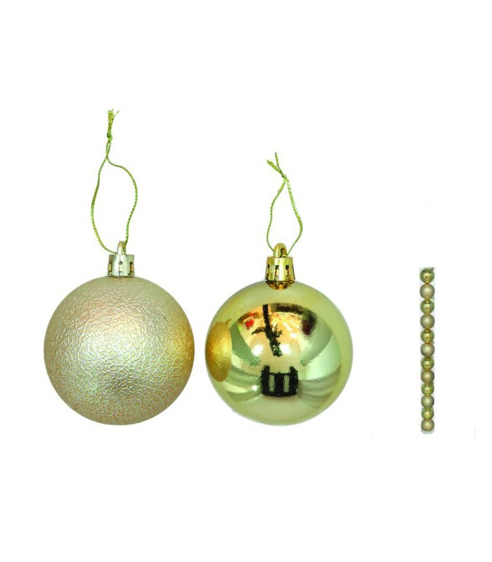 TUBO 12 BOLAS NAVIDAD ORO 6CM.MOD.SURT.