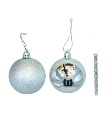 TUBO 12 BOLAS NAVIDAD PLAT.6CM.MOD.SURT.