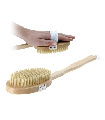 ESPONJA BAÑO. CEPILLO BAÑO MANGO MADERA