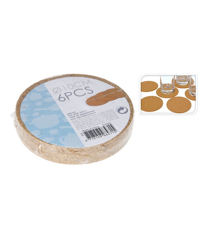 POSAVASOS CORCHO, JGO. 6 UNIDADES