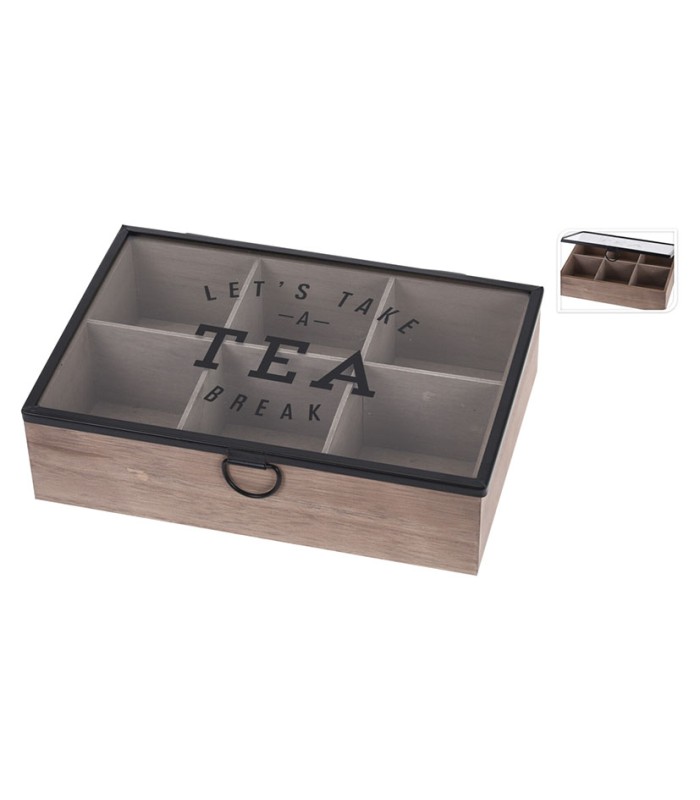 CAJA  BOLSAS TE, TAPA CRISTAL 24X16CM.