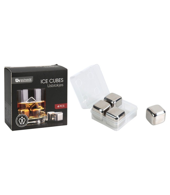 CUBITOS HIELO ACERO INOX. 4 UN.