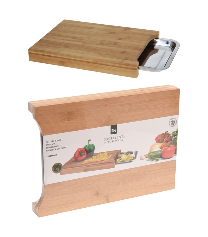 TABLA CORTAR C/CAJON 35X25CM. BAMBU